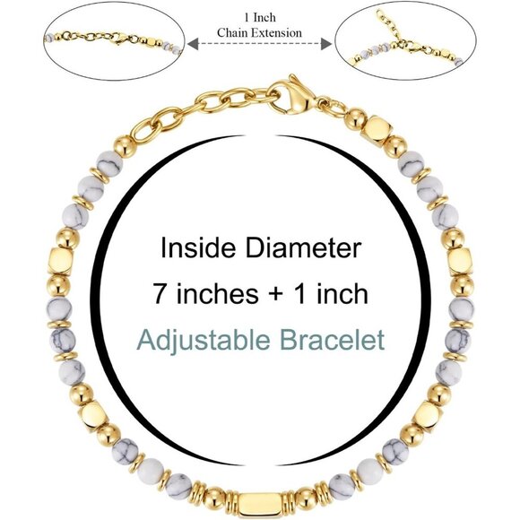 Gold & Grey Boho Beaded Bracelets for Women Trendy Jewelry Gifts for Lover, Mom - Picture 3 of 7